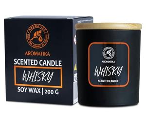 Bougie Parfumée Whisky 200g - Bougie de Huile Essentielle de Thym - Bougie Aromathérapie - Bougie de Cire de Soja - Désodorisant pour la Maison - Bougie Parfumée en Jarre - Cadeau pour Hommes