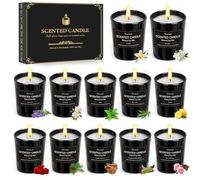 Bougie parfumées en pots de verre cadeau de 12 bougies parfumées pour femme | Coffret de bougies parfumées en la cire de soja & 180h combustion, petit cadeau pour femmes, collègues, anniversaire, Noël