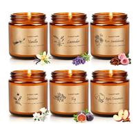 Bougie parfumées en verre, set cadeau femme 6 parfums, soja | Coffret bougies soja naturel & huiles essentielles,150h combustion, petit & raffiné, pour Noël, anniversaire, bain, yoga
