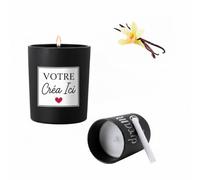 Bougie personnalisée Mabouteille.fr - Bougie parfumée en verre noir & paroi ardoise, Étiquette photo texte logo [ Bougie à offrir ]