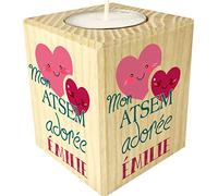 Bougie personnalisée Mon Atsem adorée - Cadeau Atsem Personnalisable avec Le prénom de l'enfant - Cadeau Original Fin d'Année Scolaire Atsem Petite Moyenne