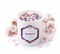 Bougie pierres améthyste - parfum fleur de cerisier