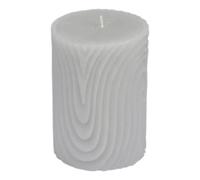 Bougie Pilier Déco Embossée Santan 10cm Gris Clair