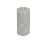Bougie Pilier Déco Embossée "Santan" 14cm Gris Clair