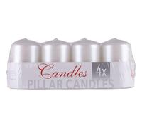 Bougie pilier DONAU HOME/Bougie de l'Avent laquée/Bougie à la paraffine / 50 x 80 mm/Lot de 4 / Blanc nacré/Bougies piliers rustiques/Bougies décoratives en cire/Pour la décoration