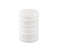 Bougie Pilier Embossée Graphic Ethnic 10cm Blanc