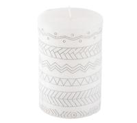Bougie Pilier Embossée Graphic Ethnic 10cm Blanc