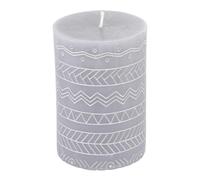 Bougie Pilier Embossée Graphic Ethnic 10cm Gris Clair