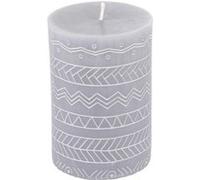 Bougie Pilier Embossée Graphic Ethnic 10cm Gris Clair