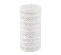 Bougie Pilier Embossée Graphic Ethnic 13cm Blanc