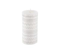 Bougie Pilier Embossée "Graphic Ethnic" 13cm Blanc