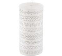 Bougie Pilier Embossée Graphic Ethnic 13cm Blanc