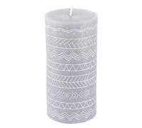 Bougie Pilier Embossée Graphic Ethnic 13cm Gris Clair