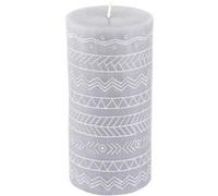 Bougie Pilier Embossée Graphic Ethnic 13cm Gris Clair