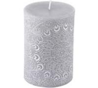 Bougie Pilier Mandala Graphic Ethnic 10cm Gris Clair