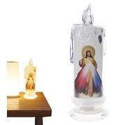 Bougie pilier LED sans flamme - Lumière douce alimentée par batterie, bougie religieuse décorative, éclairage d'ambiance sûr | Prière chrétienne maison chambre salle à manger table église