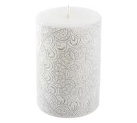 Bougie Pilier Mandala Graphic Ethnic 10cm Blanc