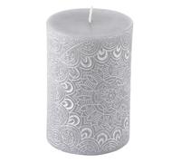 Bougie Pilier Mandala Graphic Ethnic 10cm Gris Clair