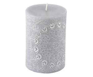 Bougie Pilier Mandala Graphic Ethnic 10cm Gris Clair