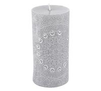 Bougie Pilier Mandala Graphic Ethnic 14cm Gris Clair