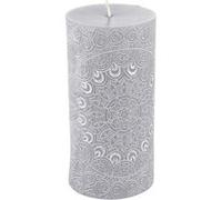 Bougie Pilier Mandala Graphic Ethnic 14cm Gris Clair