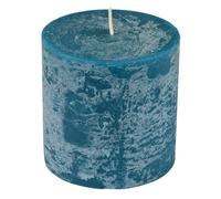 Bougie Pilier Ronde Déco Rustique 10cm Bleu Paon