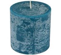 Bougie Pilier Ronde Déco Rustique 10cm Bleu Paon