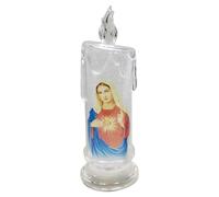 Bougie pilier sans vieillissement religieux - Lumière de prière LED, Vierge Marie Figurine, Saints Decorative Base | Accent scintillant alimenté par batterie, lueur spirituelle pour du salon