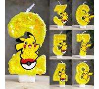 Bougie Pokemon Pikachu, dessin animé 0-9 chiffres, bougie d'anniversaire pour enfant, réception-cadeau pour bébé, anniversaire, gâteau enfichable, personnage de fête, fournitures cadeaux G 3