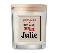 Bougie Priorite N1 dans ma vie C'est ma Julie - Candle - Idée Bougie Décorative Cadeau Anniversaire Fête Original Famille Travail Départ Collègue Retraite Noël.