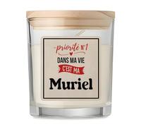 Bougie Priorite N1 dans ma vie C'est ma Muriel - Candle - Idée Bougie Décorative Cadeau Anniversaire Fête Original Famille Travail Départ Collègue Retraite Noël.