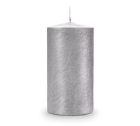 Bougie rayée mentalisée diamètre10 cm hauteur 20 cm - Argent