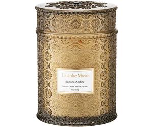 Bougie Sahara Ambre, cadeau idéal pour les femmes, grande bougie dans un pot en verre, cire de soja naturelle, durée de combustion : 90 heures, poids : 550 g