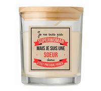 Bougie Soeur Superwoman | Candle | Idée Cadeau Frangine Original Anniversaire Fête Famille Amour Noël