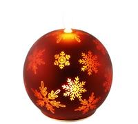 Bougie sphérique LED en verre avec motif flocon de neige et minuteur 10 cm Bougie LED électrique blanc chaud Lumières décoratives Bougies de l'Avent, couronne de l'Avent, couronne de Noël, Saint