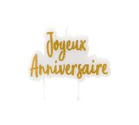 Bougie sur pique joyeux anniversaire dorée pailletée 8 x 5 cm