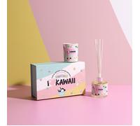 THE CONCEPT FACTORY - BO0172 Coffret Kawaii avec Bougie Parfumée et Diffuseur - Designs Pastel - Ambiance Cocooning - pour Toutes Occasions - Taille 16,7 x 10,7 x 6,2 cm - Multicolore