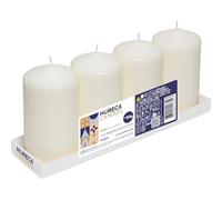 Bougies à colonne ivoire - Ø 8 x 15 cm - Lot de 4 bougies décoratives - Longue durée de vie 60 heures - Cire sans odeur - Cire de paraffine