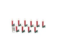 Bougies à LED pour sapin de Noël avec télécommande infrarouge - x10 - rouge