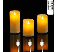 Bougies à mèche mobile décoratives LED avec télécommande, Charge USB, 10/12, 5/15 cm, bougies d'église dansante rechargeables, 1 ou 3 pièces 1 pcs 10 cm height