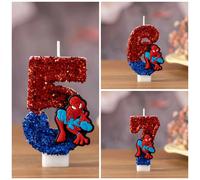 Bougies amusantes Super-héros Spider-Man 0-9, motif dessin animé mignon, pour fête d'anniversaire, décoration de gâteau, cadeaux pour enfants Number 4