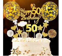 Bougies Anniversaire 50 Ans,20 Pièces Happy Birthday 50th Cake Topper,Bougie Numéro pour Deco Gateau pour Garçon et Fille Or 50 Ans