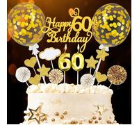 Bougies Anniversaire 60Ans,20 Pièces Happy Birthday 60th Cake Topper,Bougie Numéro pour Deco Gateau pour Garçon et Fille Or 60 Ans