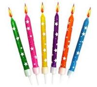 Bougies anniversaire multicolores avec étoiles blanches (x12) multicolores G
