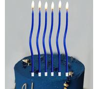 Bougies bleues incurvées, set de bougies décoratives pour gâteau d'anniversaire 6 pièces,12 piècesCire