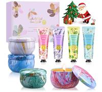Bougies cadeaux pour femme, lot de 4 bougies parfumées et mini lotion pour les mains, idéal pour les cadeaux d'anniversaire, de Noël, pour maman, collègue, enseignante, amie