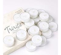 Bougies chauffe-plat blanches non parfumées, 5 heures de combustion - Bougies chauffe-plat en cire de plantes mini avec mèche en coton pour la maison, méditation, piscine, mariage, urgences, fêtes