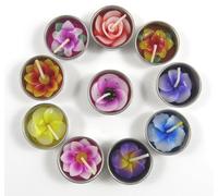 Bougies Chauffe-Plat et recharges pour Porte-Bougies Comprenant 10 Bougies parfumées en Forme de Fleurs (Hibiscus, Lys, Sakura, Lotus, Rose, Frangipanier)