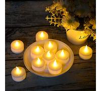 Bougies chauffe-plat LED, 24 paquets de bougies chauffe-plat à piles sans flamme, fausse bougie électrique pour les célébrations saisonnières et de festival 100 + heures de lumière électrique (24)