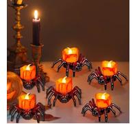 Bougies chauffe-plat LED - AIMOONSA - Araignée 6 pièces - Sans flamme - LR44 incluses - Effet flamme vacillante